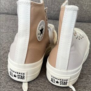 Converse Two-Tone High-Tops in Beige and White